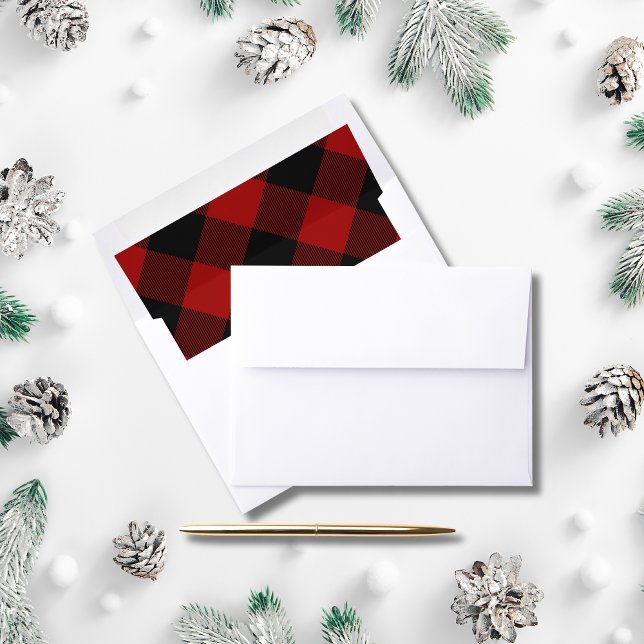 Modern Christmas Red Buffalo Plaid Check Envelope Liner (Creator Uploaded)