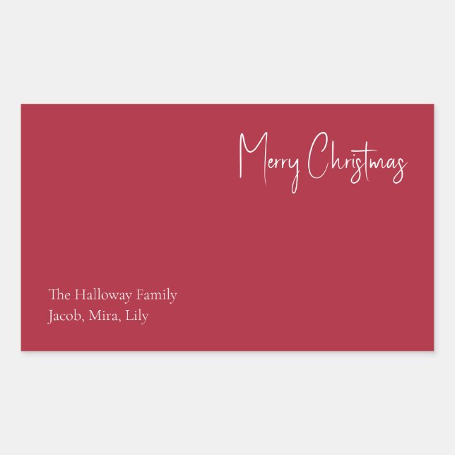 Modern Christmas | Red Family Gift Label (Front)