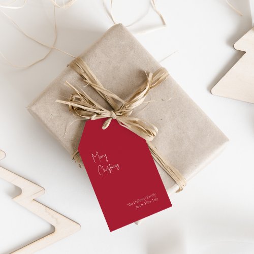 Modern Christmas  Red Family Gift Tags