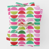 Red and Pink Geometric Abstract Christmas Wrapping Paper Sheets