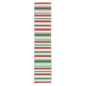 Modern Christmas Red, Green, White Stripes Short Table Runner (Front)