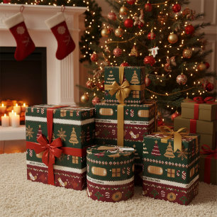  Modern christmas  red green white unique Wrapping Paper