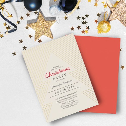 Modern Christmas Red Holiday Party Gold Foil Invitation