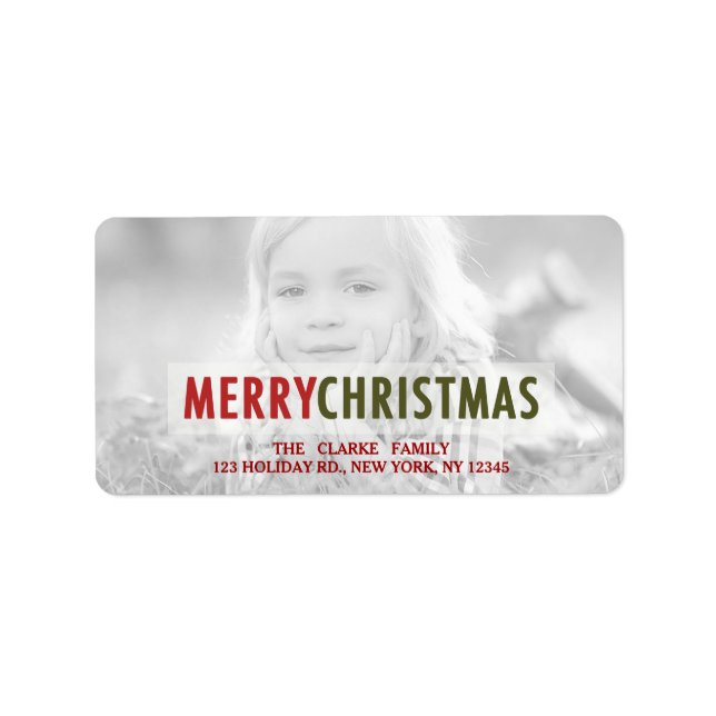 MODERN CHRISTMAS | RED HOLIDAY PHOTO ADDRESS LABEL (Front)