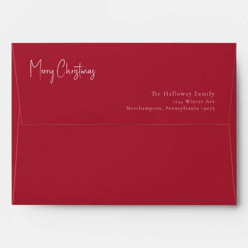 Modern Christmas  Red Invitation Envelope
