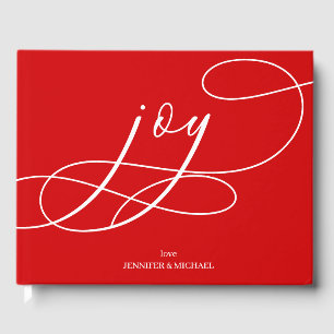 Modern Christmas Red Joy Guest Book