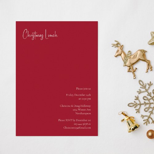 Modern Christmas  Red Lunch Invitation