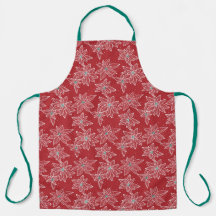 Modern Christmas red poinsettia hand drawn floral