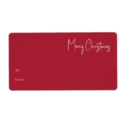 Modern Christmas  Red Rectangle Gift Label