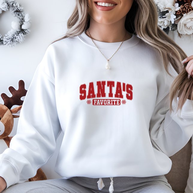 Modern Christmas Red Santa's Favorite Print Sweatshirt (Modern Christmas Red Santa's Favorite Print Sweatshirt)