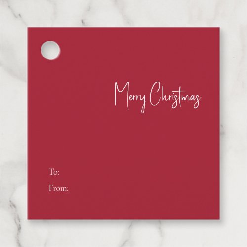 Modern Christmas  Red Square To From Gift Tag