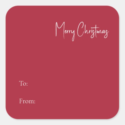 Modern Christmas  Red To From Square Sticker