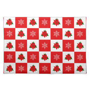 Modern Christmas Red & White Cloth Placemat