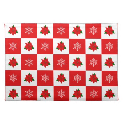 Modern Christmas Red  White Cloth Placemat