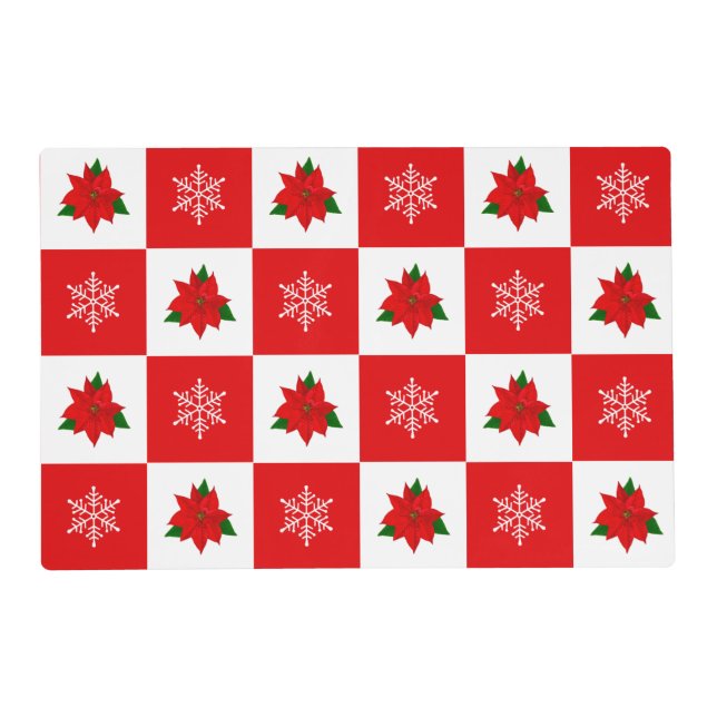 Modern Christmas Red & White Placemat (Front)