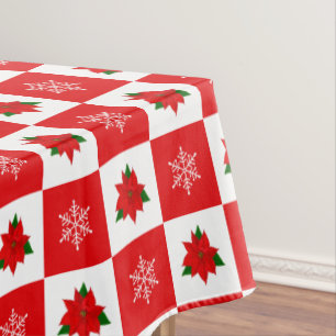 Modern Christmas Red & White Tablecloth