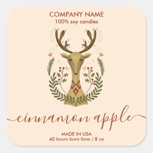 Modern Christmas Reindeer Candle label product 