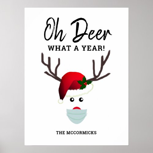 Modern Christmas Reindeer Fun Family Poster