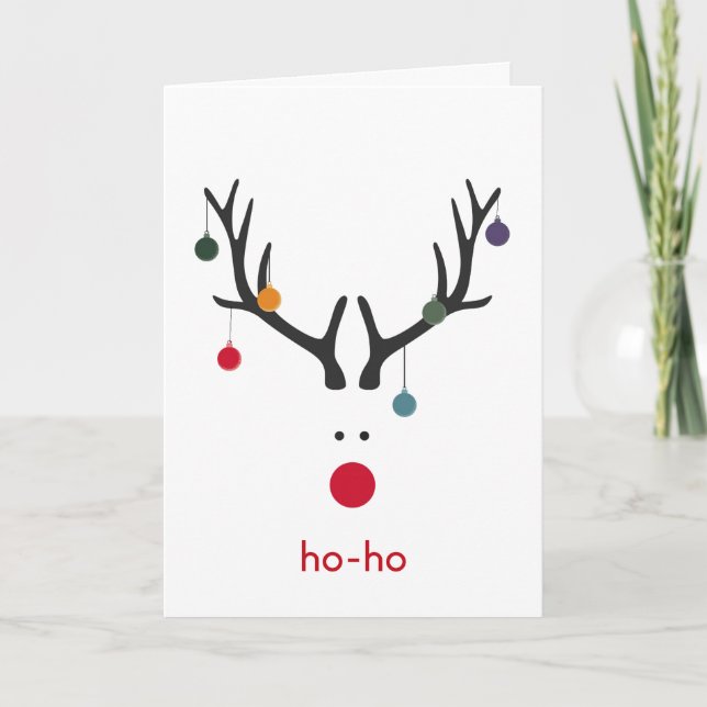 Modern Christmas reindeer on white holiday wishes (Front)