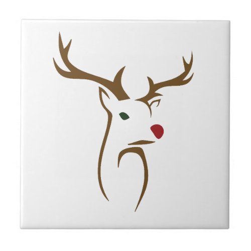 Modern Christmas Reindeer Ornament Ceramic Tile