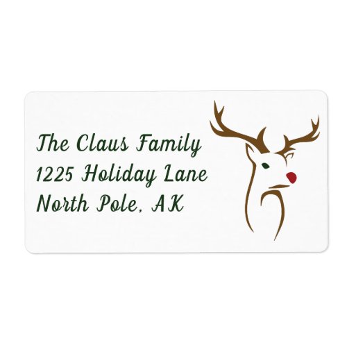 Modern Christmas Reindeer Ornament Label