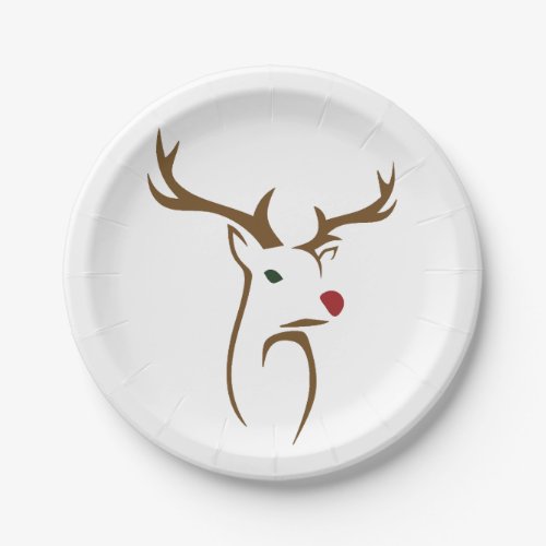 Modern Christmas Reindeer Ornament Paper Plates