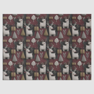 Modern Christmas Reindeer Red And Gold Pattern Tissue Paper