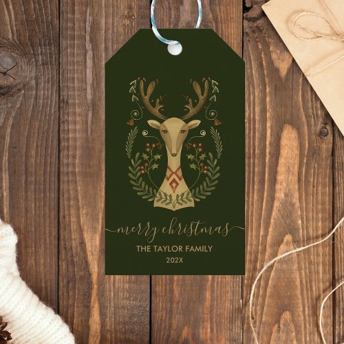 Modern Christmas Reindeer Woodland Winter Gift Tags