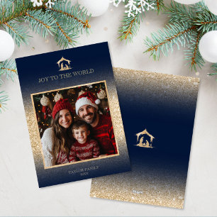 Modern Christmas Religious Nativity Family Photo  Holiday Card