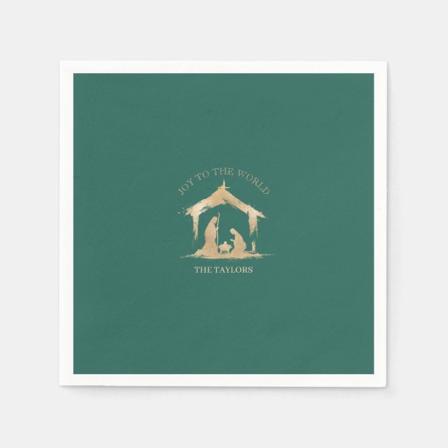 Modern Christmas Religious Nativity Mary & Joseph Napkins (Front)