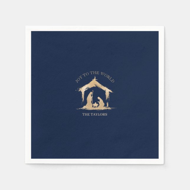 Modern Christmas Religious Nativity Mary & Joseph Napkins (Front)
