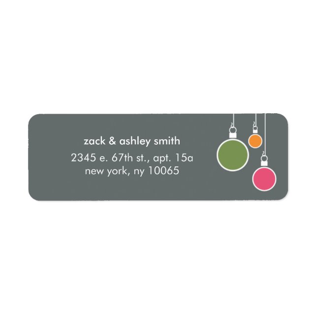 Modern Christmas Return Address Label - Gray (Front)