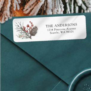 Modern Christmas Return Address Winter Foliage Label