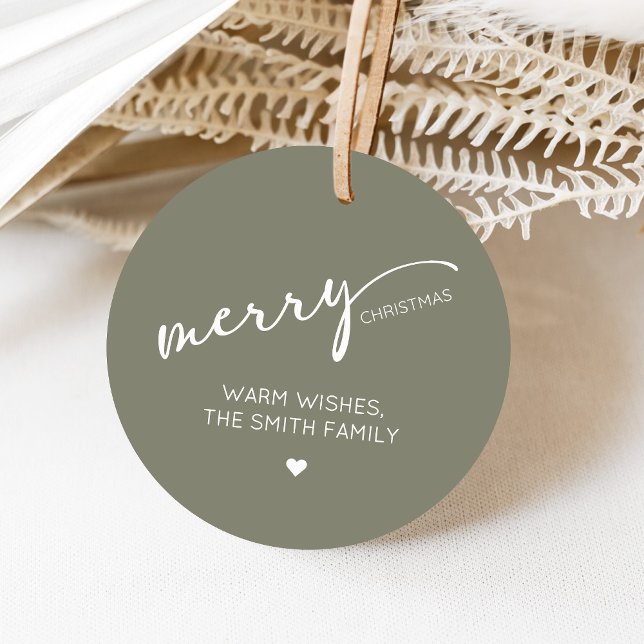 Modern Christmas Round Favor Tags (Modern Merry Christmas Holiday Favor Tags)