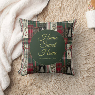 Modern Christmas Rustic Tartan Plaid  Throw Pillow