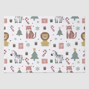 Modern Christmas Safari Animals Tiger Lion Zebra Tissue Paper