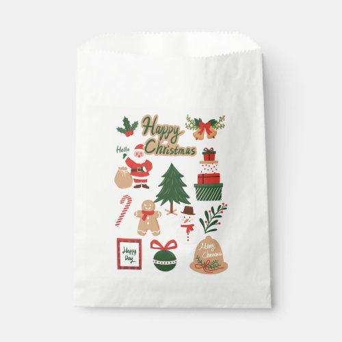 Modern Christmas Santa and Gingerbread Pattern Favor Bag