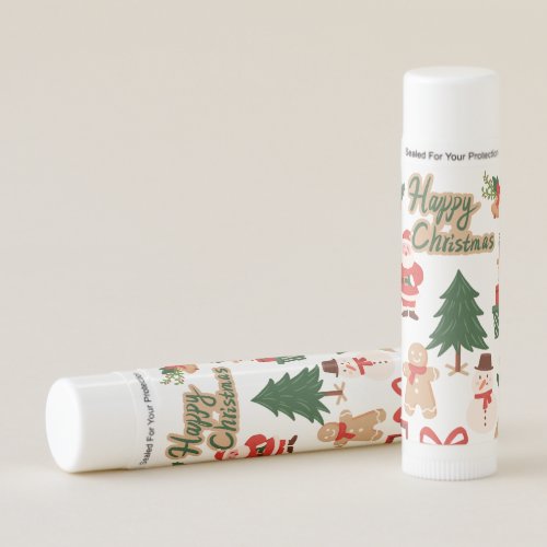 Modern Christmas Santa and Gingerbread Pattern Lip Balm