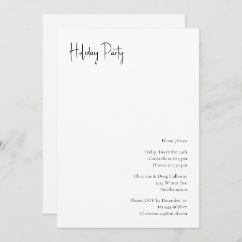 Modern Christmas Script Holiday Party Invitation