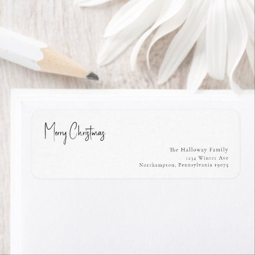 Modern Christmas Script Return Address Envelope Label