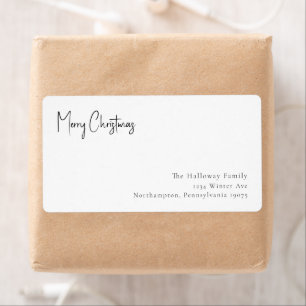 Modern Christmas Script Return Address Package Label