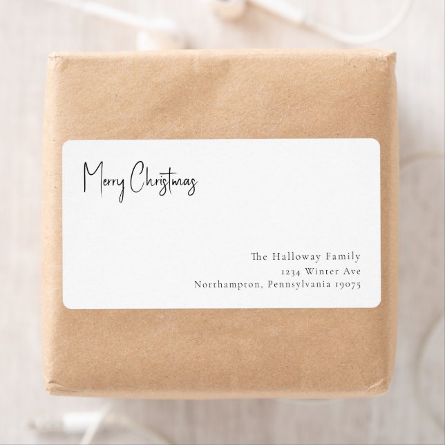 Modern Christmas Script Return Address Package Label (Insitu)