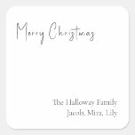 Modern Christmas Script Square Family Gift Sticker<br><div class="desc">This modern Christmas script square family gift sticker is perfect for your minimalist shabby chic boho black and white holiday present. The minimal whimsical handwritten calligraphy is delicate and rustic while staying classy and elegant. The design reflects a simple all-white winter day and evokes memories of a more simplistic life....</div>