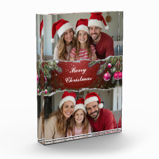 Modern Christmas Script with Family Photo