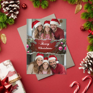 Modern Christmas Script with Family Photo Acrylic Invitations
