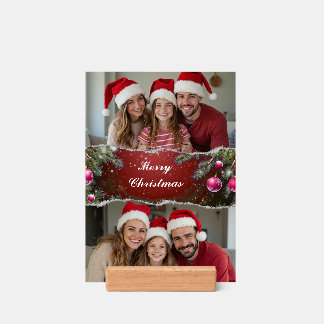 Modern Christmas Script with Family Photo Holder