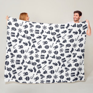 Modern Christmas Seamless Pattern Fleece Blanket