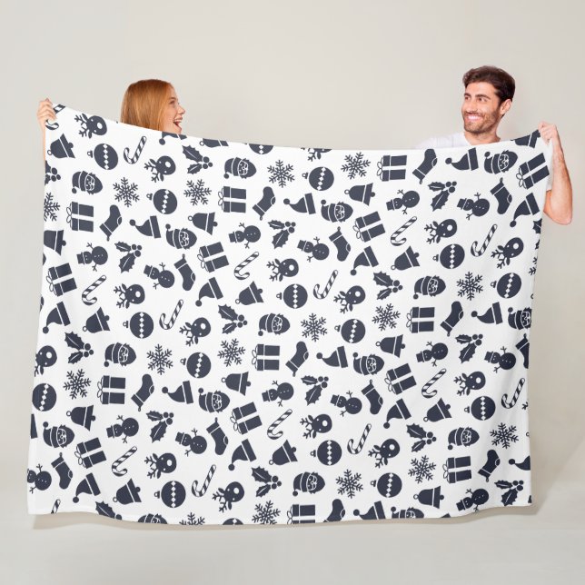 Modern Christmas Seamless Pattern Fleece Blanket (In Situ)