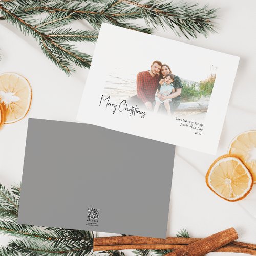 Modern Christmas  Silver Faded Photo Holiday Card