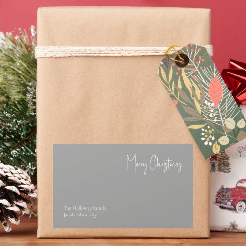 Modern Christmas  Silver Family Gift Label